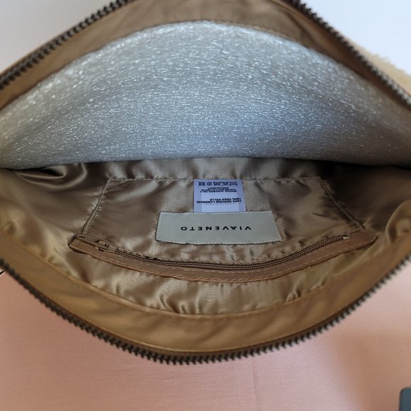 VIAVENETO Delilah Curly Lambskin Shearling Large Pouch/Wristlet- Camel color - Picture 10 of 16